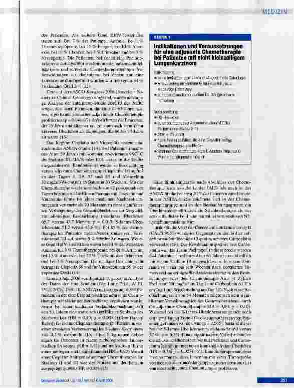 Vorschauseite 3: Adjuvante Chemotherapie beim komplett resezierten nicht kleinzelligen Lungenkarzinom