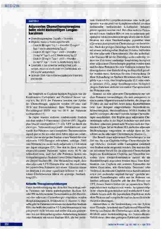 Vorschauseite 4: Adjuvante Chemotherapie beim komplett resezierten nicht kleinzelligen Lungenkarzinom