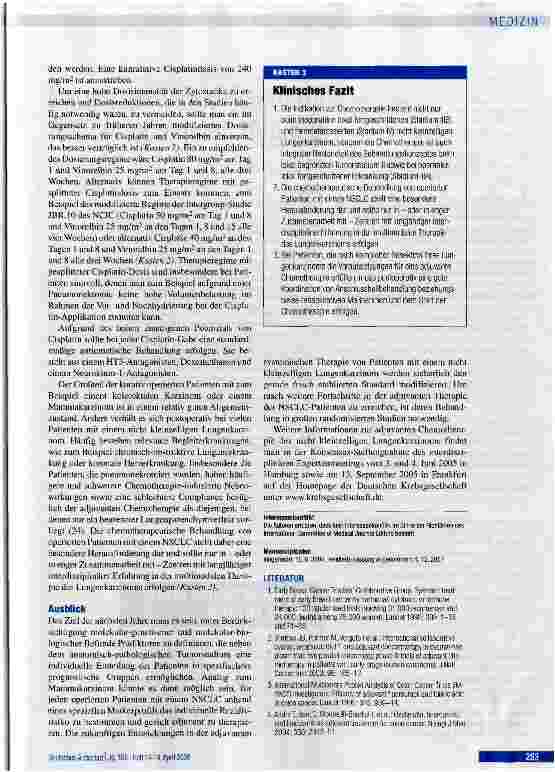 Vorschauseite 5: Adjuvante Chemotherapie beim komplett resezierten nicht kleinzelligen Lungenkarzinom