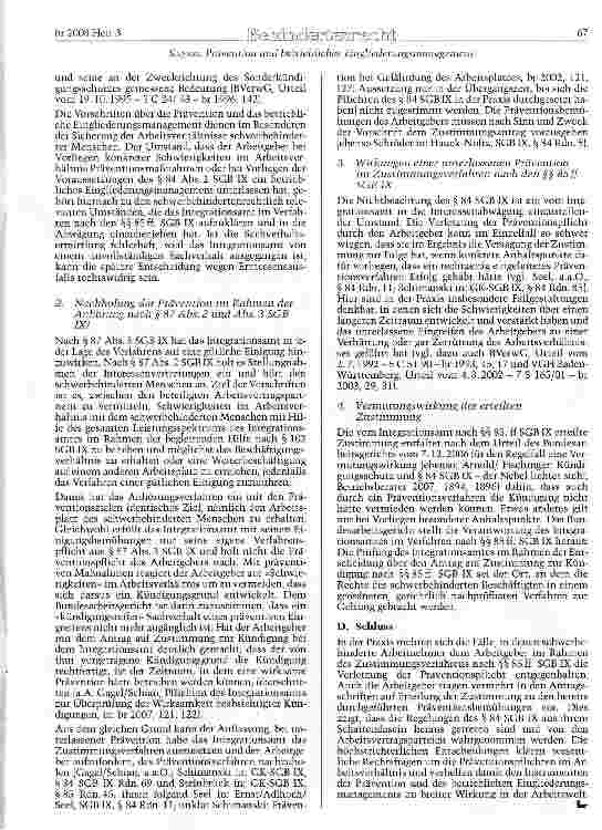 Vorschauseite 3: Prävention und betriebliches Eingliederungsmanagement beim Zustimmungs-verfahren nach §§ 85 ff. SGBIX