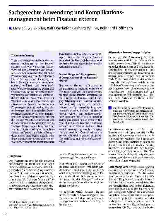 Vorschauseite 1: Sachgerechte Anwendung und Komplikationsmanagement beim Fixateur externe