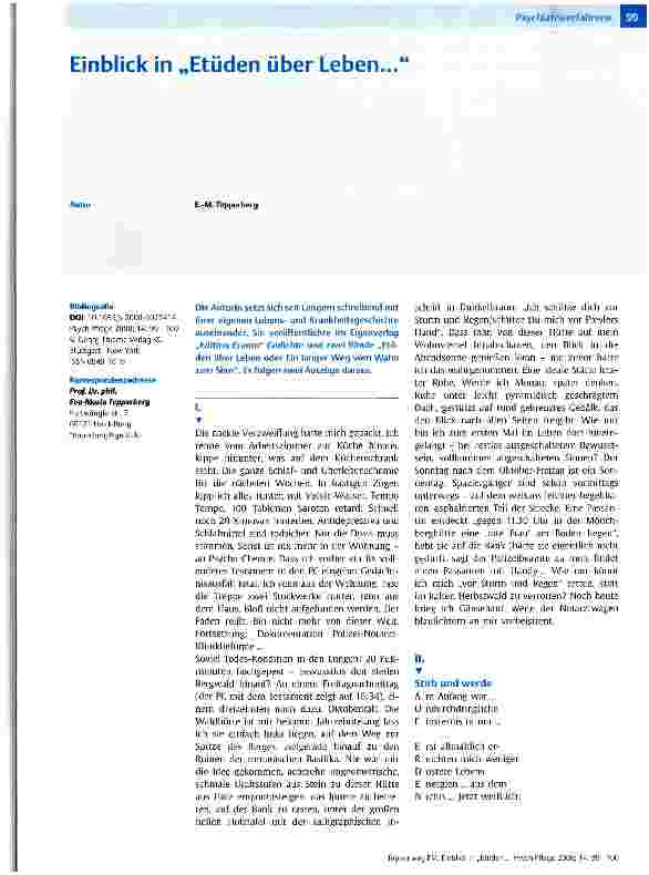 Vorschauseite 1: Einblick in „Etüden über Leben