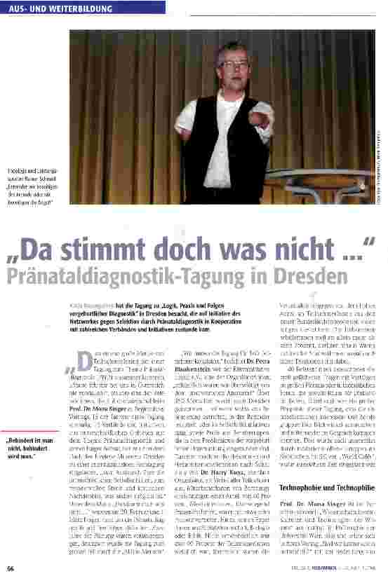 Vorschauseite 1: Da stimmt doch was nicht... Pränataldiagnostik-Tagung in Dresden