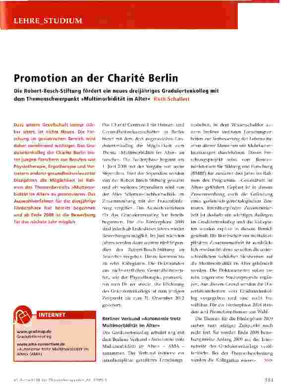 Vorschauseite 1: Promotion an der Charite Berlin