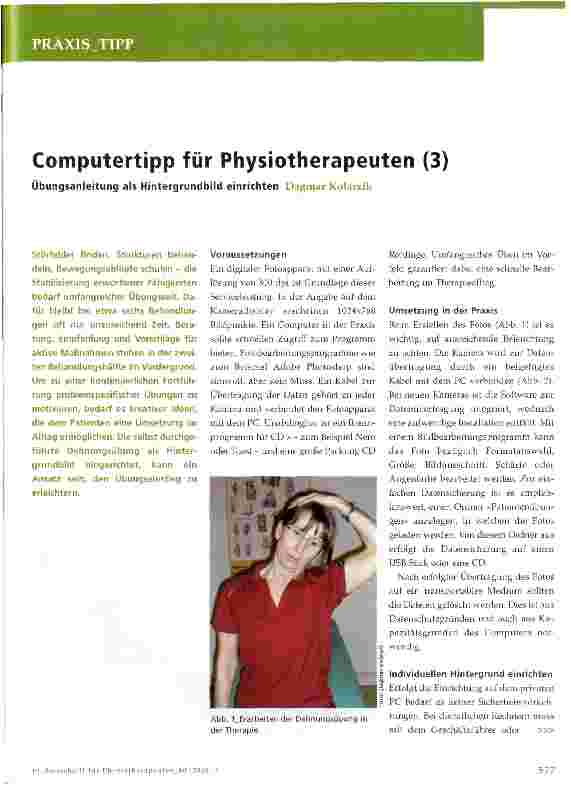 Vorschauseite 1: Computertipp für Physiotherapeuten (3)