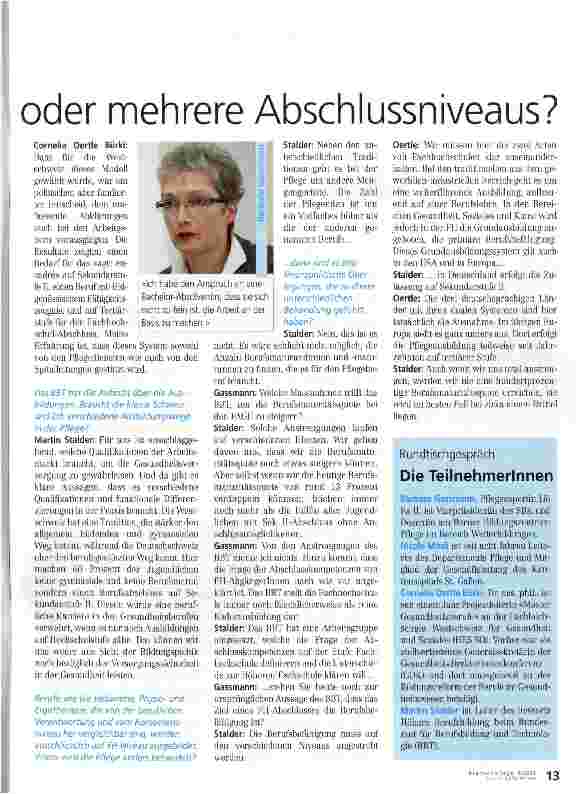 Vorschauseite 2: Einheitliches Pflegediplom oder mehrere Abschlussniveaus?