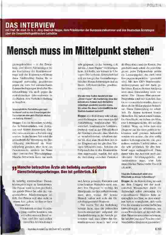 Vorschauseite 1: Mensch muss im Mittelpunkt stehen