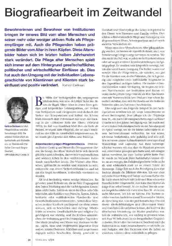 Vorschauseite 1: Biografiearbeit im Zeitwandel