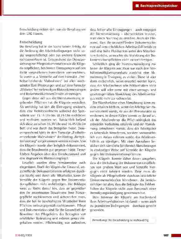 Vorschauseite 2: Änderungskündigung wegen Verstößen gegen die Dokumentationspflicht