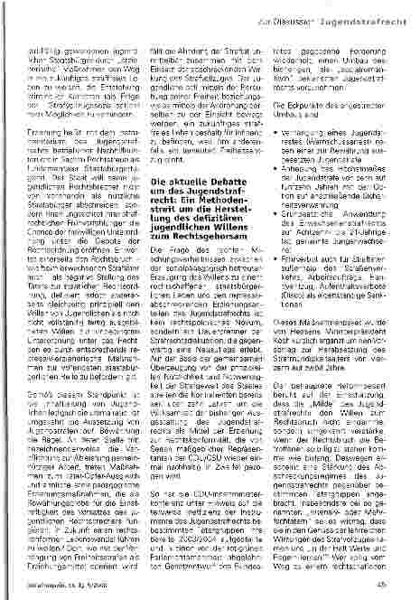 Vorschauseite 4: Reform des Jugendstrafrechts?!
