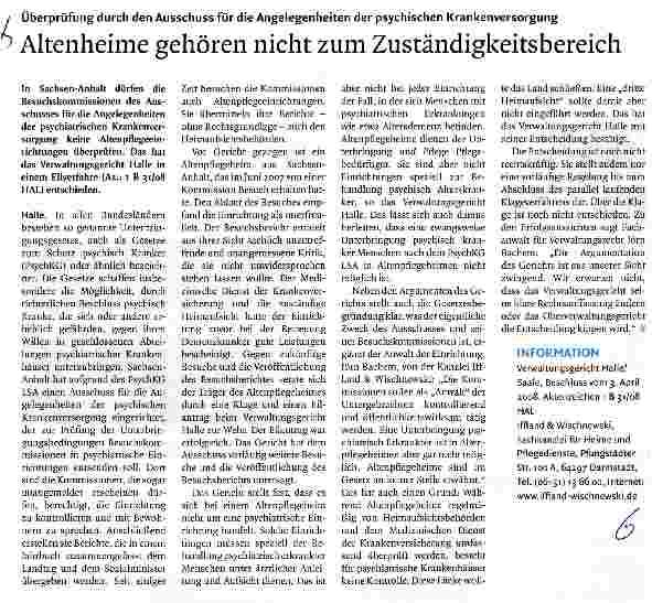 Vorschauseite 1: Altenheime gehören nicht zum Zuständigkeitsbereich
