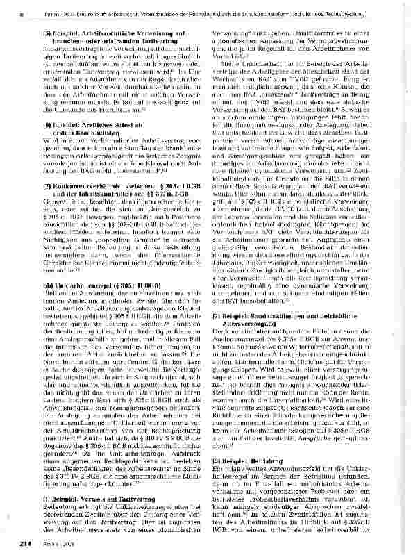 Vorschauseite 6: AGB-Kontrolle im Arbeitsrecht: Veränderungen der Rechtslage durch die Schuldrechtsreform und die neue Rechtsprechung