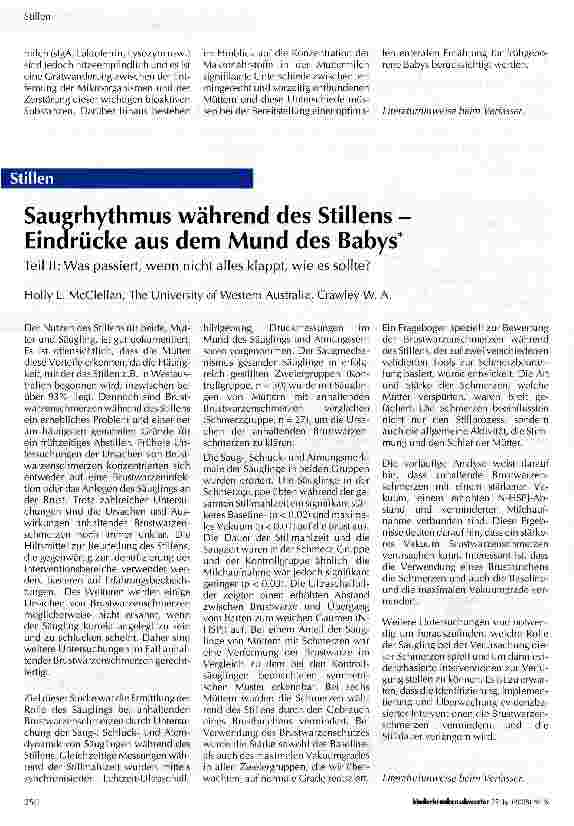 Vorschauseite 2: Ernährung von Frühgeborenen - die Verwendung von Muttermilchauf Neonatologischen Intensivstationen