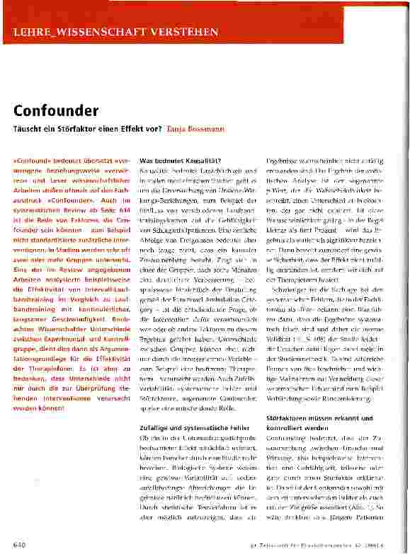 Vorschauseite 1: Confounder-Täuscht ein Störfaktor einen Effekt vor?