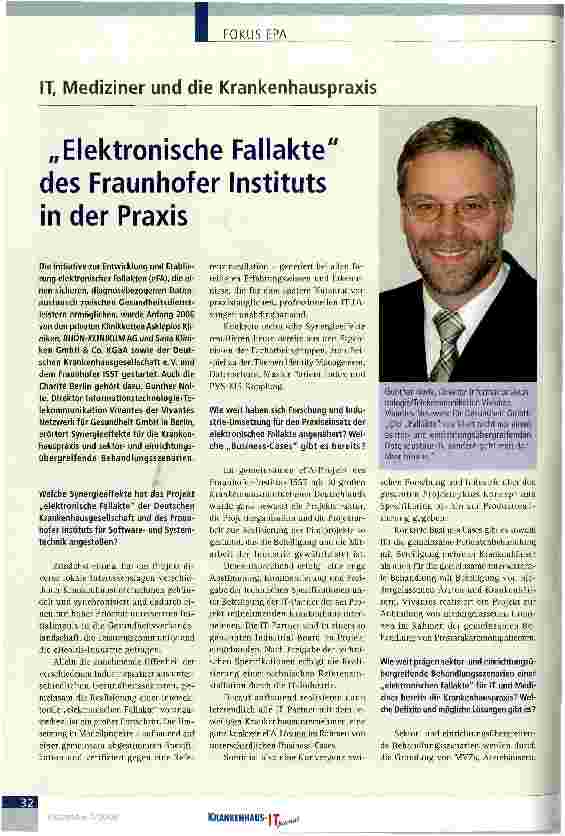 Vorschauseite 1: IT, Mediziner und die Krankenhauspraxis„Elektronische Fallakte des Fraunhofer Instituts in der Praxis
