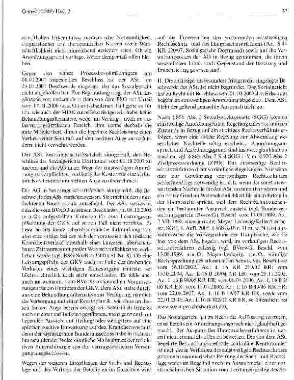 Vorschauseite 3: Keine Leistungspflicht der Krankenkasse für cirkuläre Keratotomie bei fehlender Anerkennung durch Gemeinsamen BundesausschussSGB-V § 2 Abs. 1, SGB-V § 12 Abs. 1, SGB-V § 27 Abs. 1…