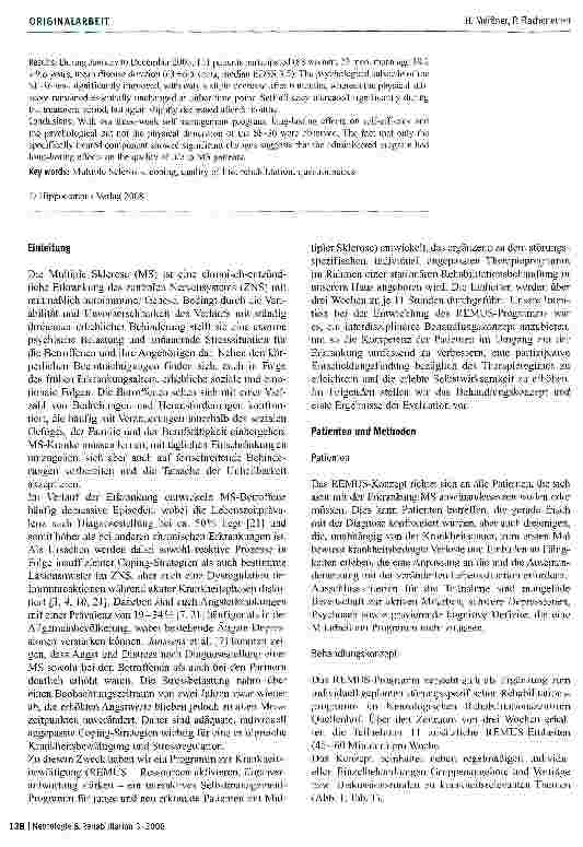 Vorschauseite 2: Krankheitsbewältigung bei MS: Das Wildbader REMUS-Programm
