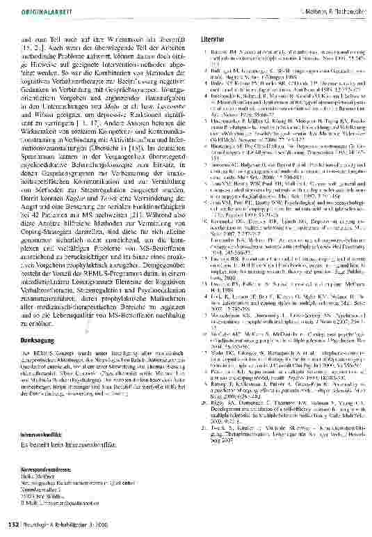 Vorschauseite 6: Krankheitsbewältigung bei MS: Das Wildbader REMUS-Programm