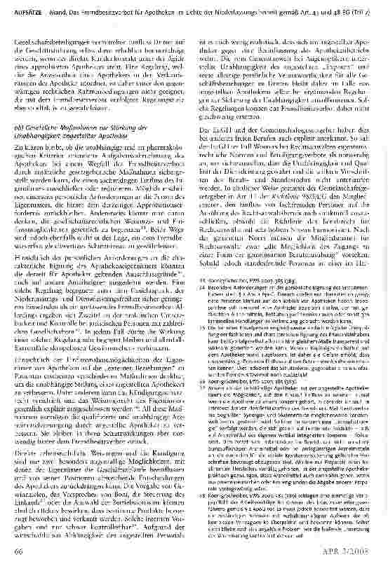 Vorschauseite 6: Das Fremdbesitzverbot für Apotheken im Lichte der Niederlassungs-freiheit gemäß Art. 43 und 48 EG* (Teil 2)