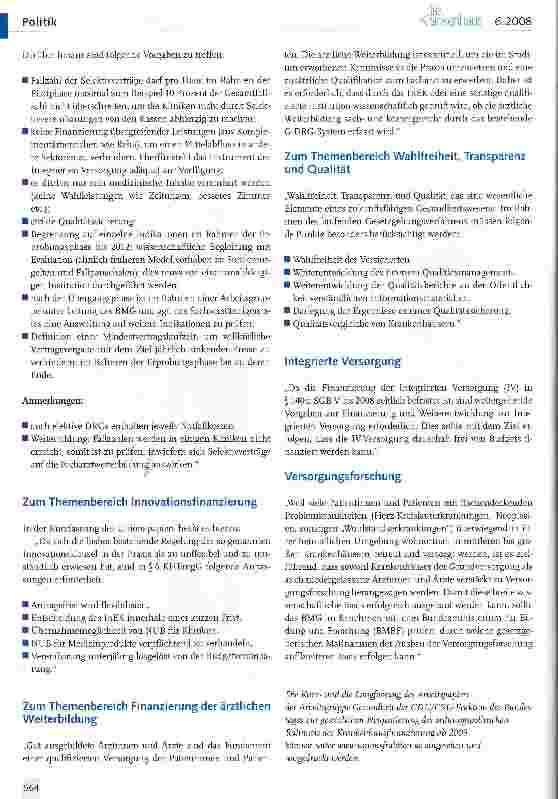 Vorschauseite 3: Krankenhausfinanzierung: Die Parteien positionieren sich