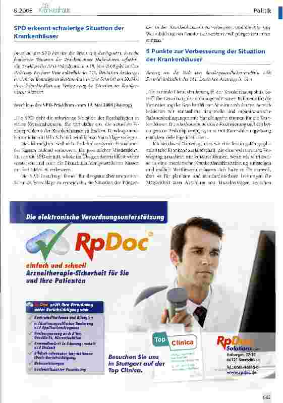 Vorschauseite 4: Krankenhausfinanzierung: Die Parteien positionieren sich