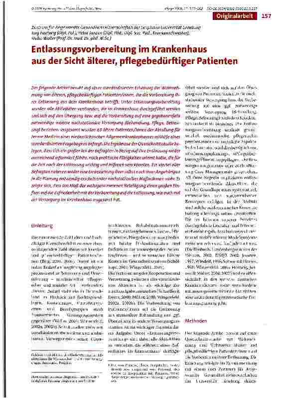 Vorschauseite 1: Entlassungsvorbereitung im Krankenhaus aus der Sicht älterer, pflegebedürftiger Patienten