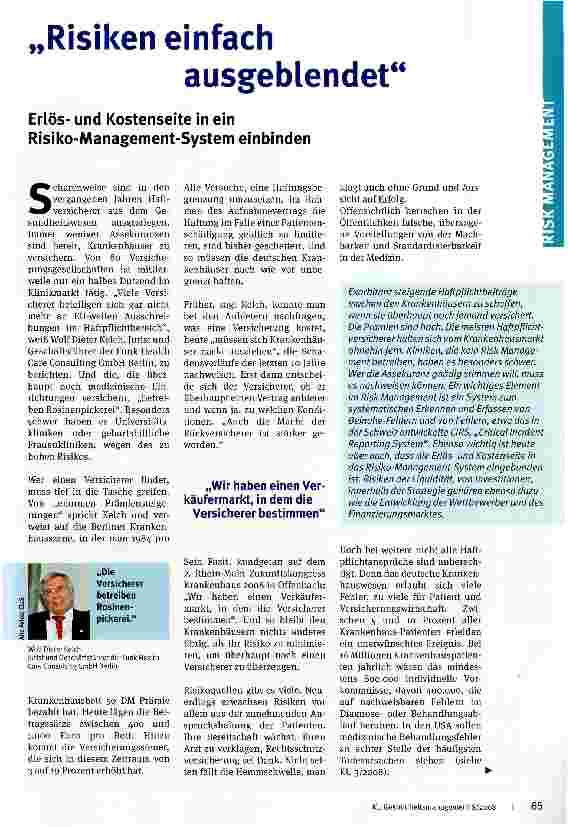Vorschauseite 1: Risiken einfach ausgeblendet Erlösund Kostenseite in ein Risiko-Management-System einbinden
