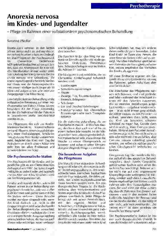 Vorschauseite 1: Anorexia nervosa im Kindesund Jugendalter