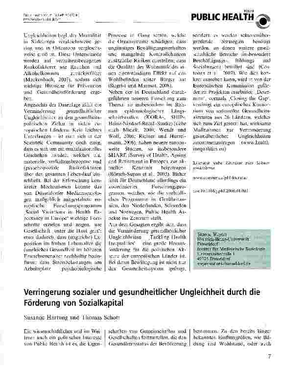 Vorschauseite 2: Gesundheitliche Ungleichheit im europäischen Vergleich