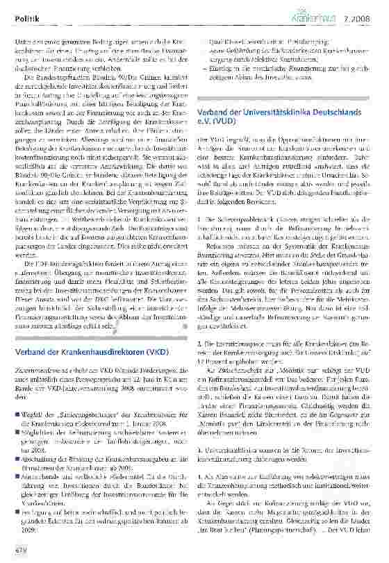 Vorschauseite 4: Krankenhausfinanzierung: „Reden ist Silber, Handeln ist Gold