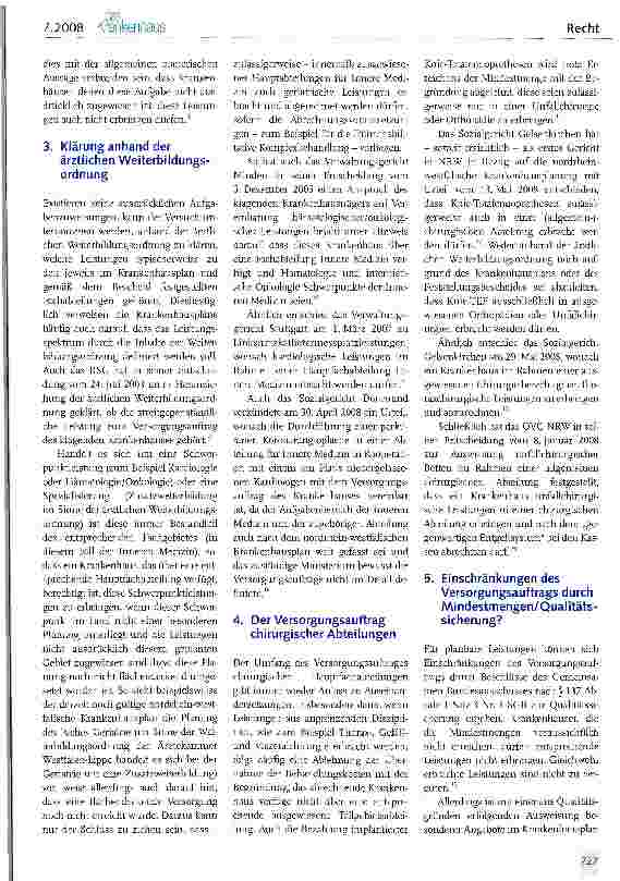 Vorschauseite 3: Versorgungsauftrag des Krankenhauses: Bestimmung, Einschränkungen, aktuelle Urteile
