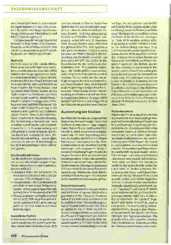 Vorschauseite 2: Die Versorgung des nicht-getunnelten ZentralvenenkathetersLiteraturrecherche zu Desinfektionsmittel, Verbandsmaterial und Zeitpunkt des Verbandwechsels