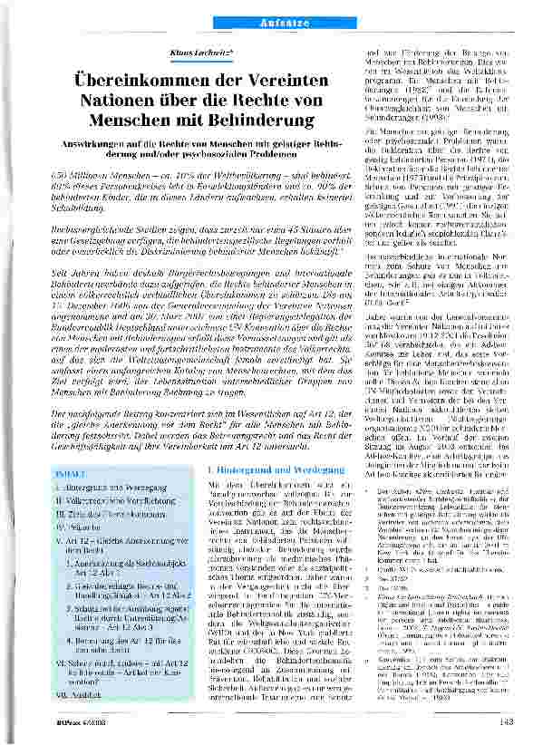 Vorschauseite 1: Übereinkommen der Vereinten Nationen über die Rechte von Menschen mit Behinderung