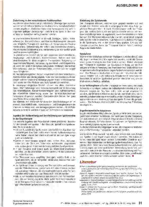 Vorschauseite 2: Über den Einsatz von Gesellschaftsspielen in der Ergotherapie - ein Projektbericht