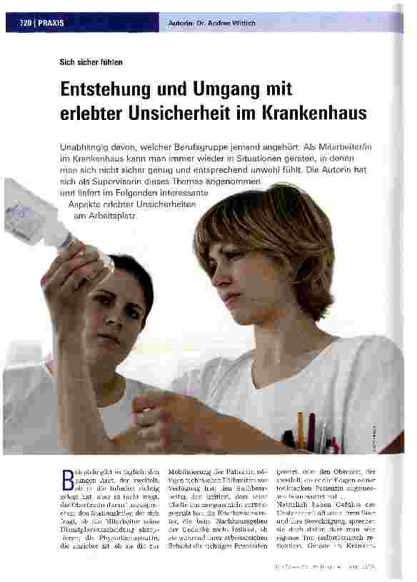 Vorschauseite 1: Entstehung und Umgang mit erlebter Unsicherheit im Krankenhaus