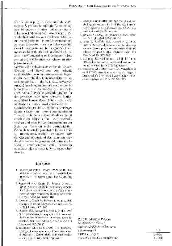 Vorschauseite 3: PATIENTENZENTRIERTE ERGEBNISSE IN DER INTENSIVMEDIZIN