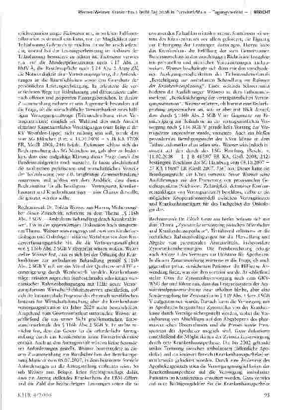 Vorschauseite 3: Krankenhaus Recht Tag 2008 in Frankfurt/MainTagungsbericht