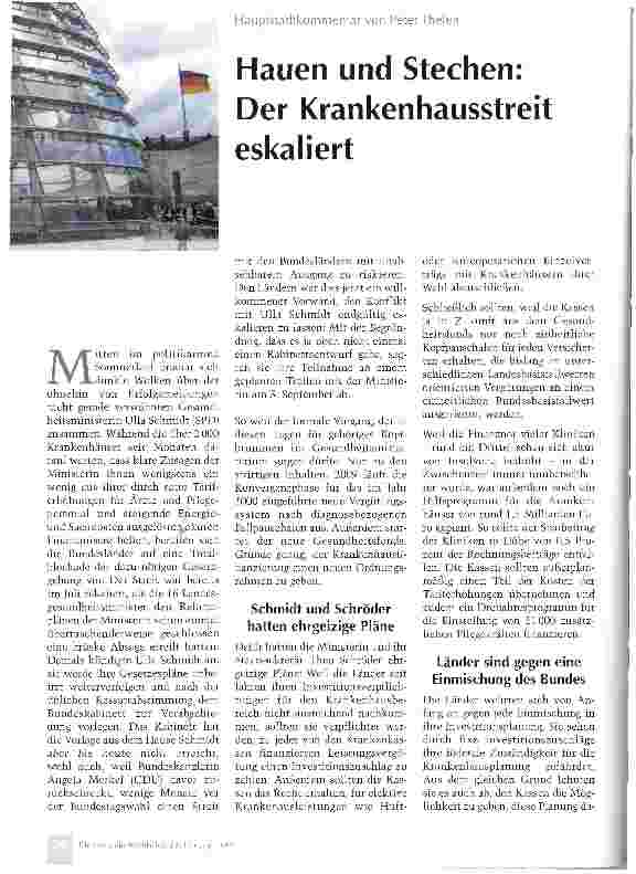 Vorschauseite 1: Hauen und Stechen: Der Krankenhausstreit eskaliert