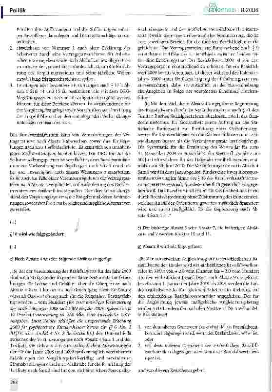 Vorschauseite 4: DokumentationInoffizieller Referentenentwurf für ein Gesetz zum ordnungspolitischen Rahmen der Krankenhausfinanzierung ab dem Jahr 2009 (Krankenhausfinanzierungsrahmengesetz - KHR…
