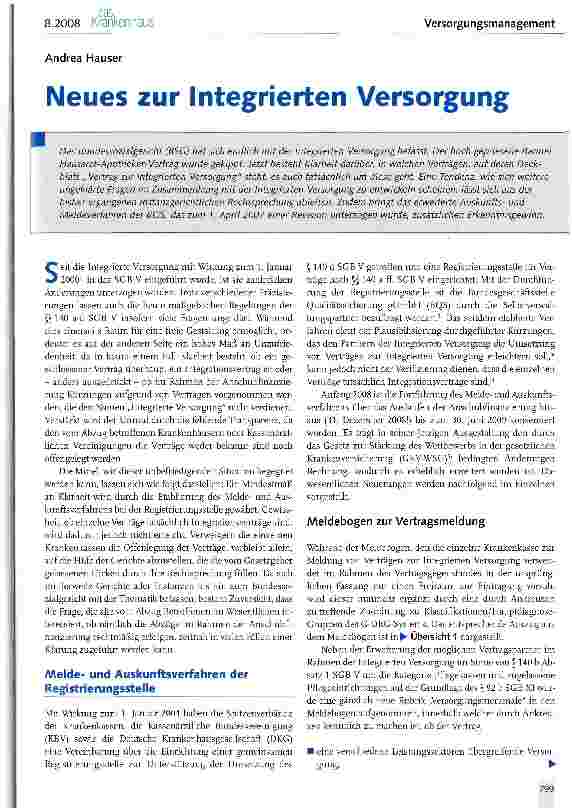 Vorschauseite 1: Neues zur Integrierten Versorgung