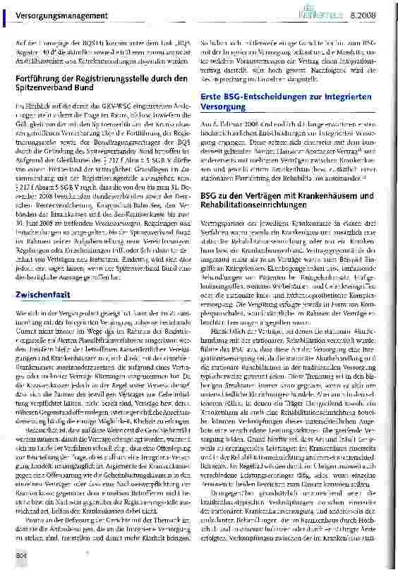 Vorschauseite 5: Neues zur Integrierten Versorgung
