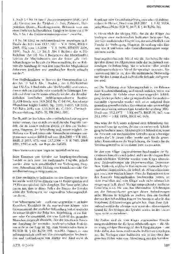 Vorschauseite 3: Keine Umsatzsteuerfreiheit für das Einsetzen von Spiralen