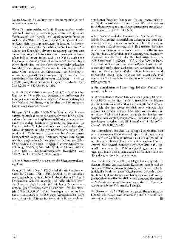 Vorschauseite 4: Keine Umsatzsteuerfreiheit für das Einsetzen von Spiralen