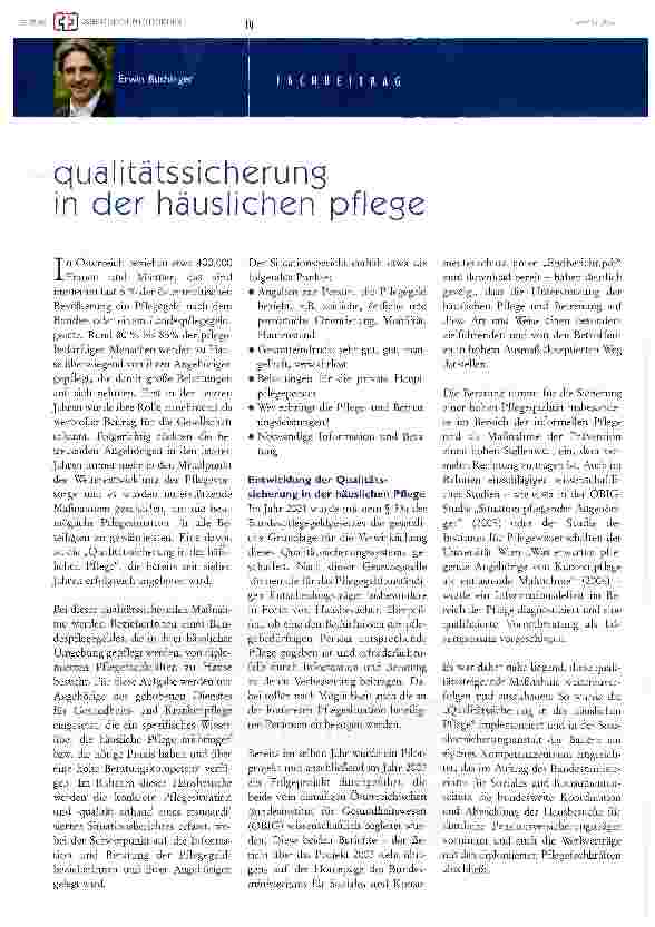 Vorschauseite 1: qualitätssicherunsin der häuslichen pflege