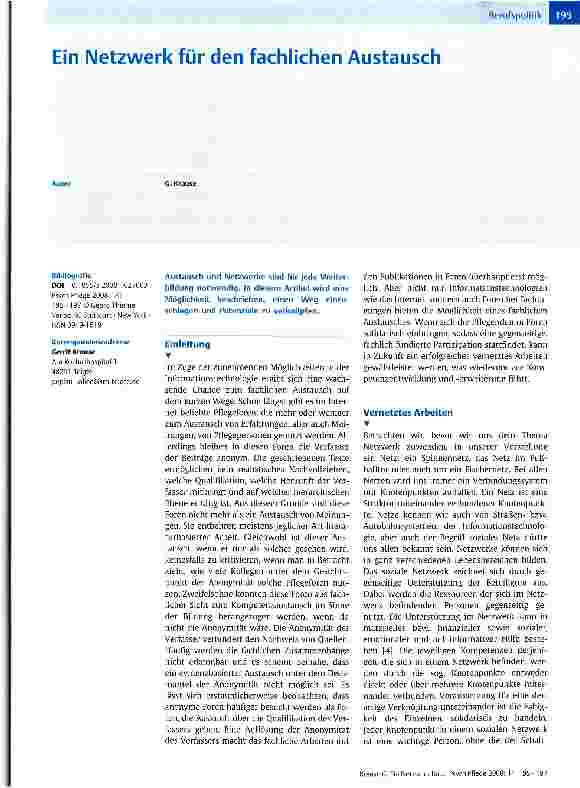 Vorschauseite 1: Ein Netzwerk für den fachlichen Austausch