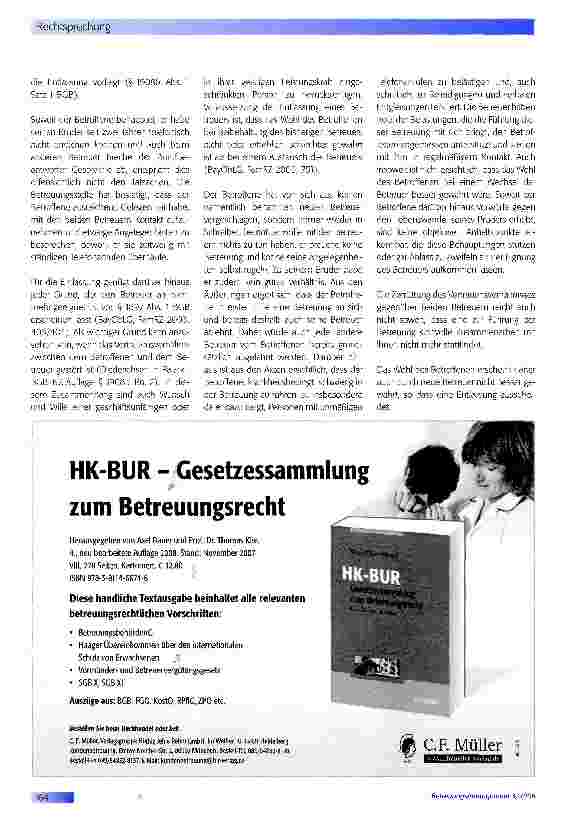 Vorschauseite 4: Betreuerbestellung nur bei Fürsorgebedürfnis