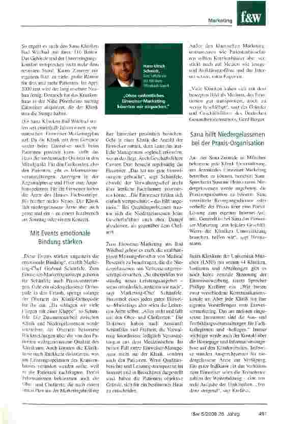 Vorschauseite 2: Gute Beziehungen steigern FallzahlenSchnelle Arztbriefe, telefonische Erreichbarkeit der Klinikärzte: Krankenhäuser im Wettbewerb müssen mehr Einweiser-Marketing betreiben
