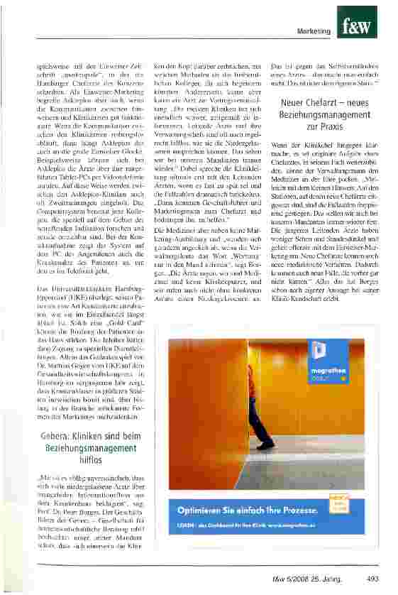 Vorschauseite 4: Gute Beziehungen steigern FallzahlenSchnelle Arztbriefe, telefonische Erreichbarkeit der Klinikärzte: Krankenhäuser im Wettbewerb müssen mehr Einweiser-Marketing betreiben