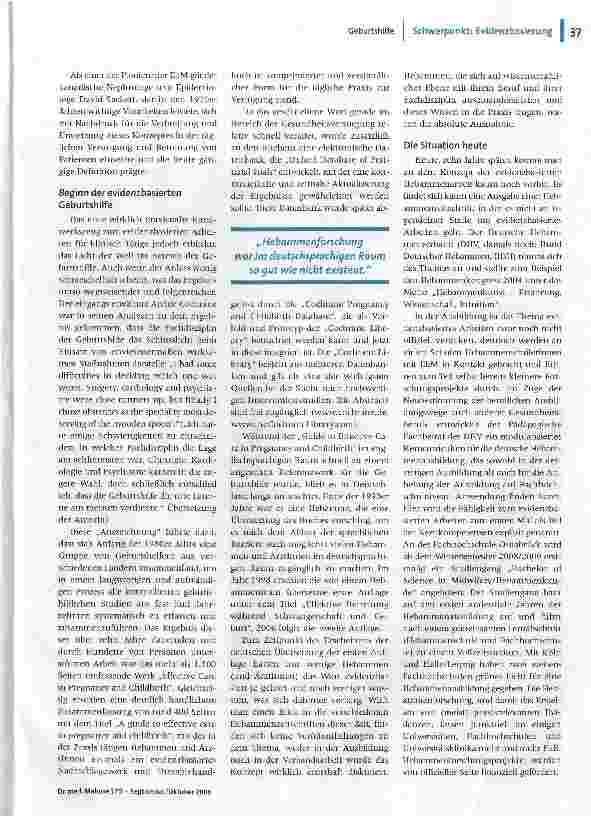 Vorschauseite 2: Mit der Geburt(shilfe) fing alles anEvidenzbasierte Medizin in der Hebammenhilfe