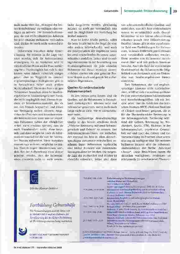 Vorschauseite 4: Mit der Geburt(shilfe) fing alles anEvidenzbasierte Medizin in der Hebammenhilfe